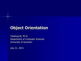 Object Orientation - University of Scranton