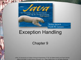 Exception Handling - Saint Mary's University | Mathematics