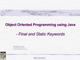 Java Classes Final And Static - Department of Computer and