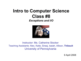CIS110-203 Intro to Computer Science Lab 1 - SEAS