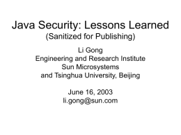 Java Security: Lessons Learned