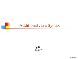 Additional Java Syntax