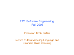 Lecture 3: Java Modeling Language and