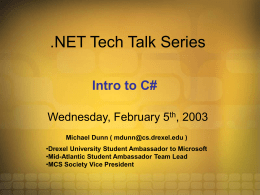 MCS Society .NET Tech Talk Series