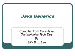 Java Generics - School of Information Technology