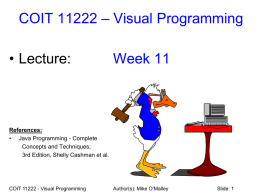Week 11 Lecture