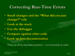 Strategies for correcting run-time errors - Rose