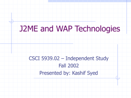 J2ME and WAP Technologies