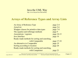Arrays of Reference Types and Array Lists