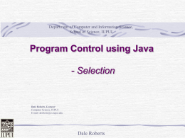 Java Program Control Selection - Department of Computer and
