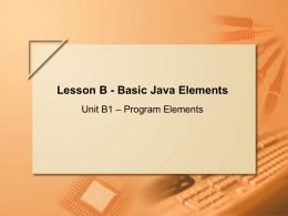 Lesson 2 - Basic Java Elements