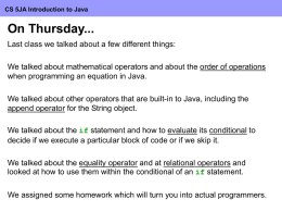 CS 5JA Introduction to Java