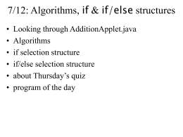 2/8: Algorithms, if & if/else structures
