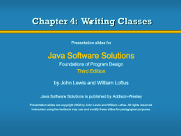 Chapter 4: Writing Classes