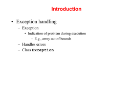 Exception Handling, Files and I/O Streams.