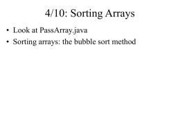 4/27: Sorting and Searching Arrays