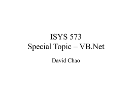 ISYS 573 Special Topic – VB.Net
