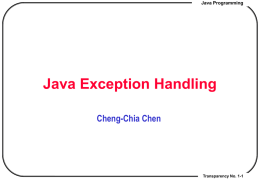 Lecture ?. Java Exception Handling