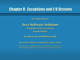 Exception and I/O Streams