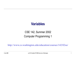 cse142-E-Variables - University of Washington