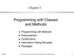 Programming with Classes and Methods