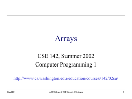 Arrays - University of Washington