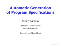 Automatic Generation and Checking of Program Specifications