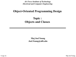 Object-Oriented Programming in Java Topic : Objects and Classes