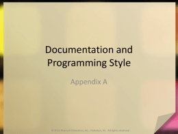 Documentation and Programming Style