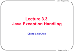 Lecture ?. Java Exception Handling