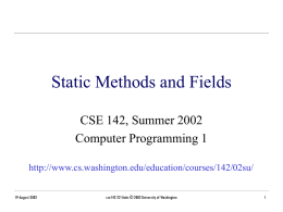 cse142-22-Static - University of Washington
