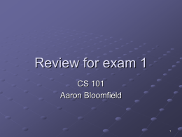 Review for exam 1