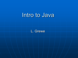 Java Overview/Intro Lecture