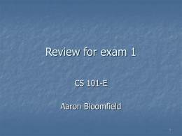 Review for exam 1 - University of Virginia