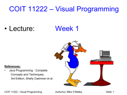 Week 01 Lecture