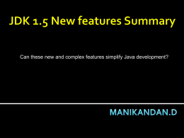 New features in JDK 1.5