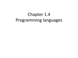 Chapter 1.4 Programming languages