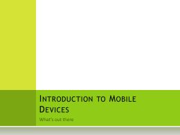 Introduction to Mobile Devices