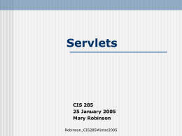 Servlets - Mary Robinson CIS285 Instructor Page