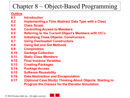 Chapter 8 – Object-Based Programming - IC