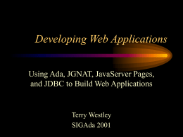 Using Ada and JGNAT to develop web applications using JDBC, JSP