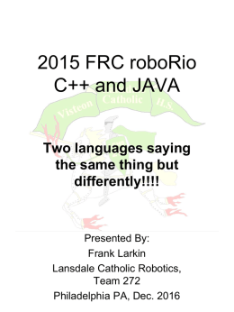 LC272 - FRC Robot C++ and JAVA (2015)