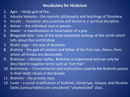 Vocabulary for Hinduism - Trinity Evangelical Free Church