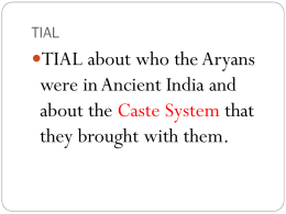 Aryans and Caste System of India