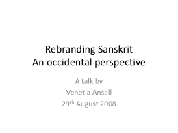 Rebranding Sanskrit The View from the Occident
