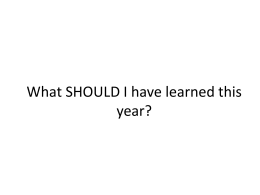 What should I have learned this year?