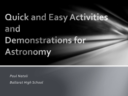 Quick and Easy Activities and Demonstrations for Astronomy