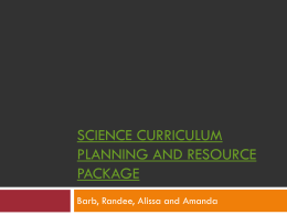 Science Curriculum Planning and Resource Package