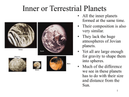 Lecture 13 - Inner or Terrestrial Planets