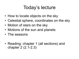 Lecture 3 - Night Sky and Motion of the Earth around the Sun
